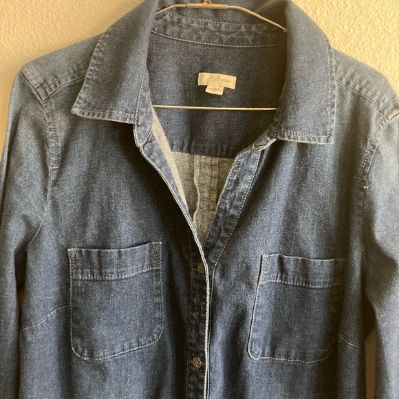 J. Jill Denim Button Down Shirt Dress W/ Pockets, Medium - Picture 2 of 10